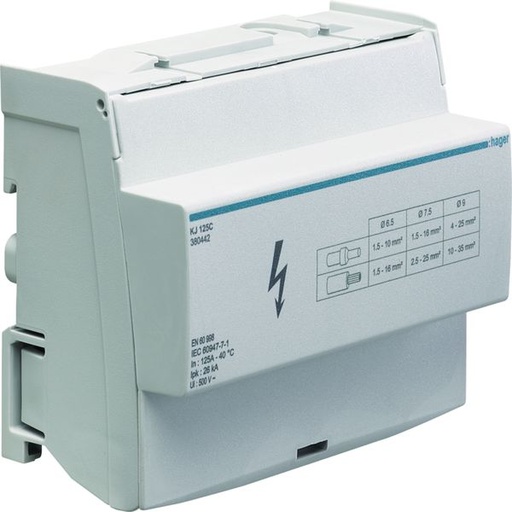[HAG-KJ125C] Répartiteur 125A, tétrapolaire, 1x 10-35mm²/ 7x 4-25² / 4x 2,5-16² par phase KJ125C