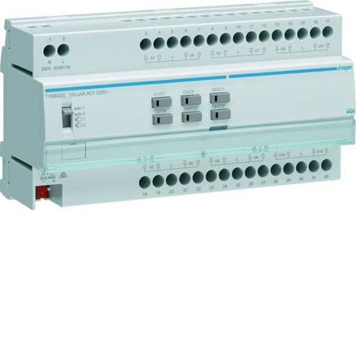 [HAG-TYM632C] Actionneur KNX 12 moteurs de volets 4A/230V configuration Mode ETS TYM632C