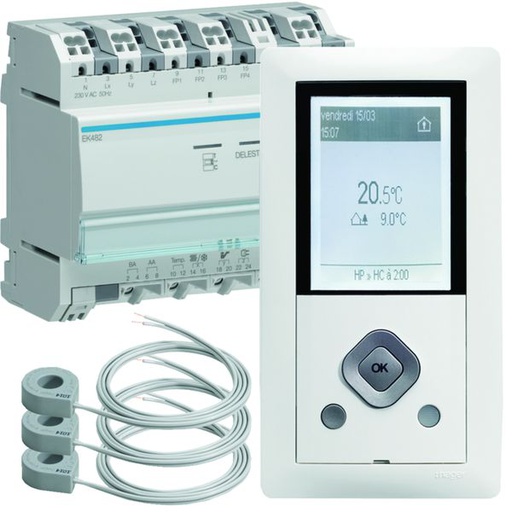 [HAG-EK482] Gestionnaire énergie RT2012 chauffage électrique 2 zones blanc EK482