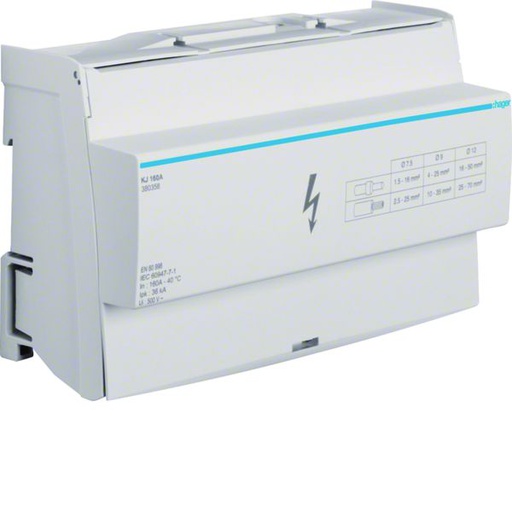[HAG-KJ160A] Répartiteur 160A, tétrapolaire, 1x 25-70mm²/ 3x 10-35² / 8x 2,5-25² par phase KJ160A