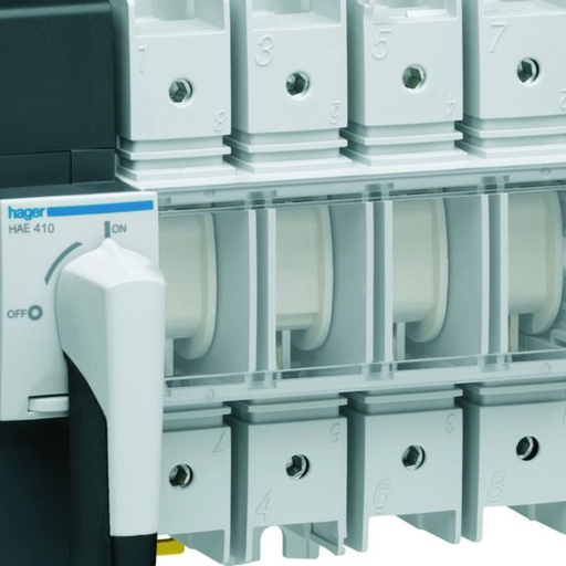 [HAG-HAE410] Interrupteur à coupure visible 4P In100A Ue380 - 415Vac Poignée rotative courte HAE410