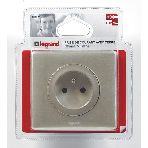 [LEG099971] Prise 2P+T F/B Bornes Automatiques Diy Complet Titane / Tita legrand 099971