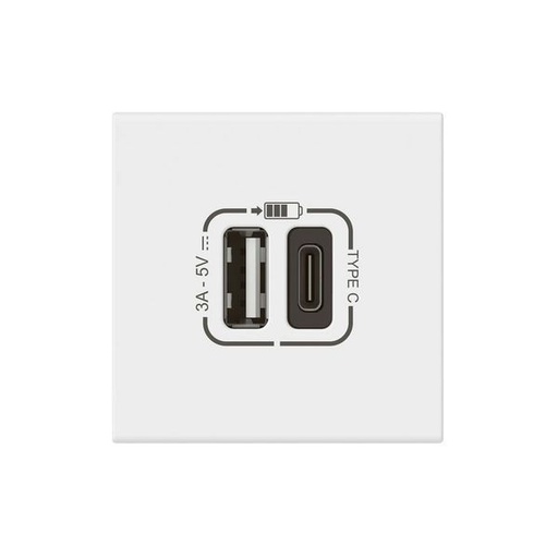 [LEG077570L] Chargeur Usb Double Mosaic Link 2M Type A+C Blanc legrand 077570L