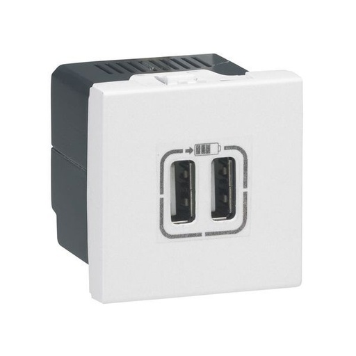 [LEG077594] Chargeur 2 Usb Mosaic Type-A 2,4A 12W -2 Modules Blanc legrand 077594