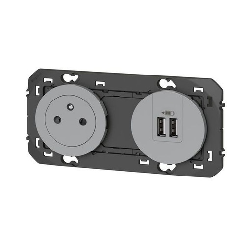 [LEG600442] Prise 2P+T Surfaces + Chargeur 2 Usb Type-A Dooxie 3A Précâb legrand 600442
