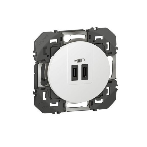 [LEG600345] Double Chargeur Usb Type-C Dooxie 3A 15W Finition Blanc legrand 600345