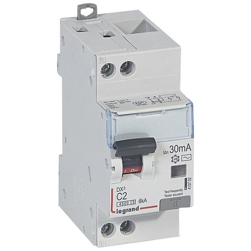 [LEG410702] Disjoncteur Diff Dx³ 4500 -Vis/Vis -U+N 230V~ 2A Typeac -3 legrand 410702