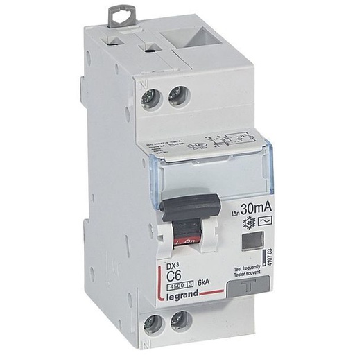 [LEG410703] Disjoncteur Diff Dx³ 4500 -Vis/Vis -U+N 230V~ 6A Typeac -3 legrand 410703