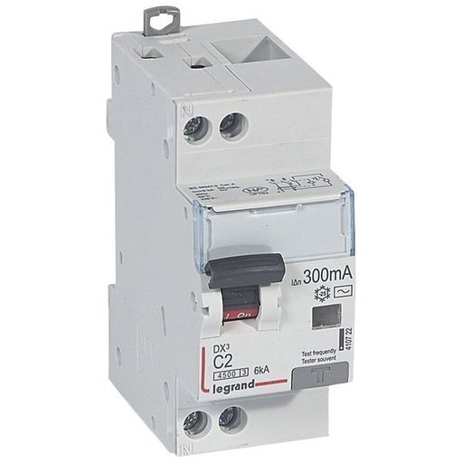 [LEG410722] Disjoncteur Diff Dx³ 4500 Vis/Vis U+N 230V~ 2A Typeac 30 legrand 410722