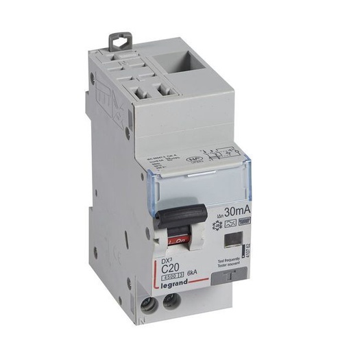 [LEG410762] Dx3 Disj Differentiel 1P+Ng C 20A 4500A/ 6Ka F 30Ma Auto 2 M legrand 410762