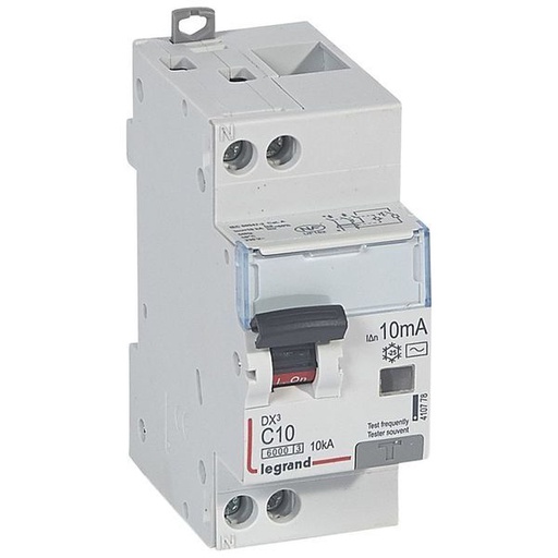 [LEG410778] Dx3 Disj Differentiel 1P+Ng C 10A 6000A/ 10Ka Ac 10Ma 2 Modu legrand 410778