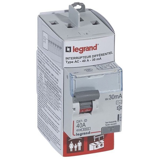 [LEG092840] Interrupteur Différentiel Dx³-Id 2P Type Ac 30Ma Arrivée Hau legrand 092840