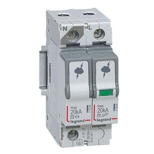 [LEG412224] Parafoudre Basse Tension Typet2 Imax 20Ka/Pôle 1P+N 320V~ legrand 412224