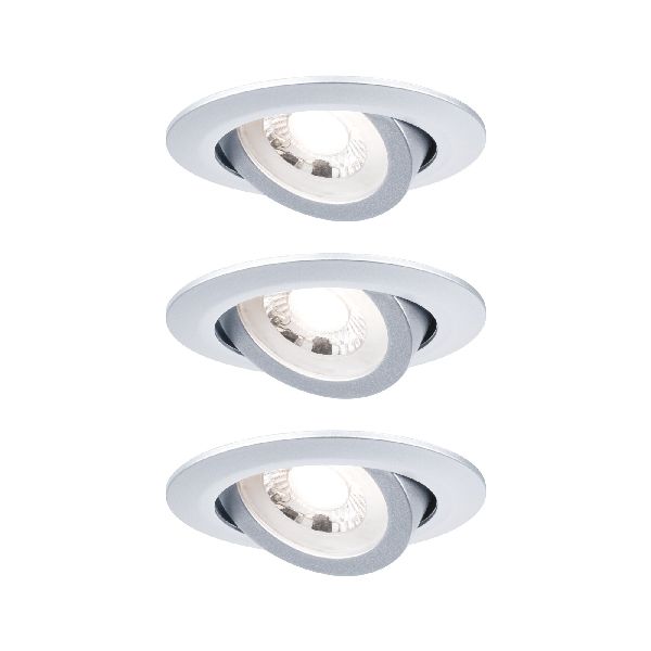 Kit Encastrés orientables LED 3x6W 3000K 230V chrome dépoli/plastique