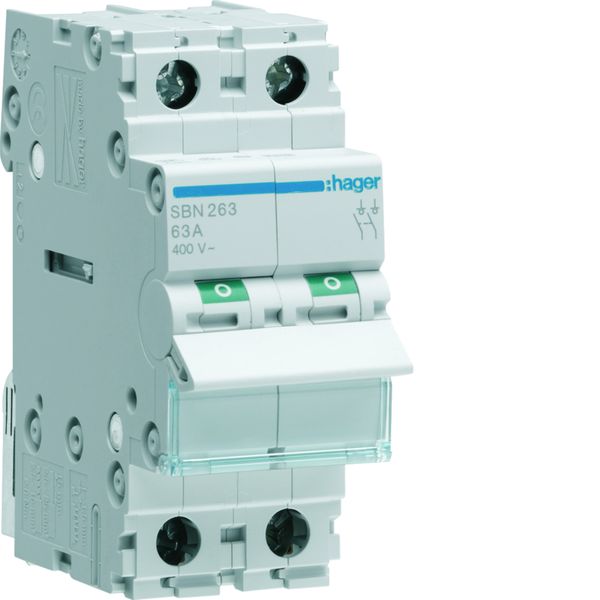 Interrupteur sectionneur 63A 2P 2 modules SBN263