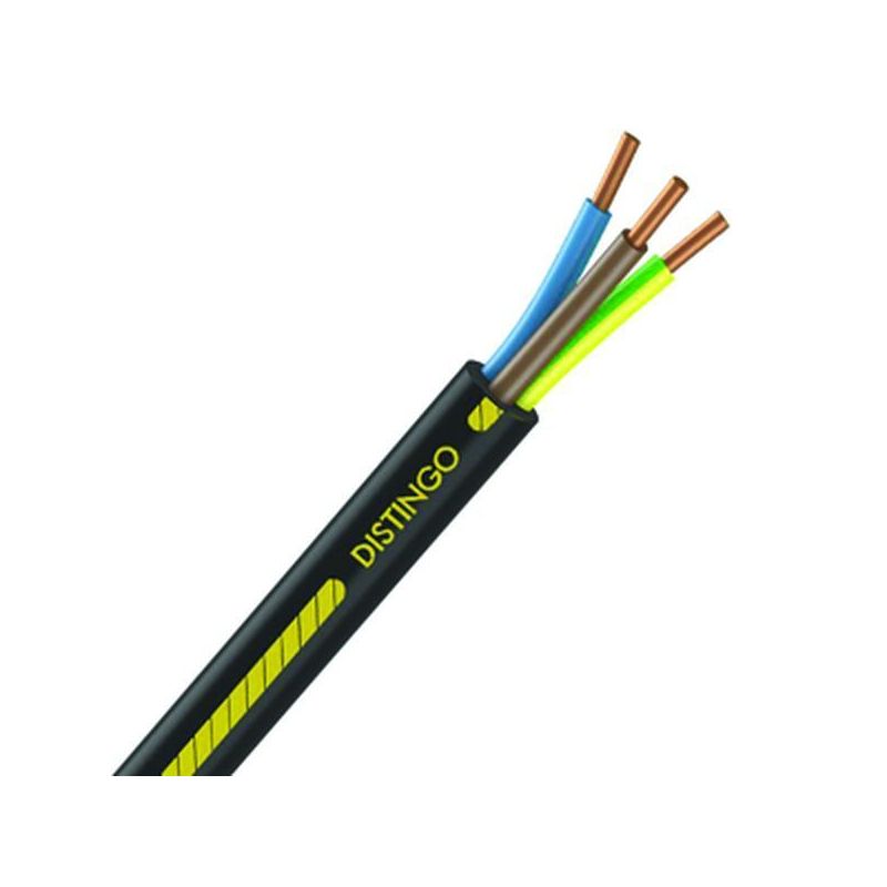 Câble électrique U-1000 R2V 3G2.5 mm2 cuivre rigide noir - au mètre