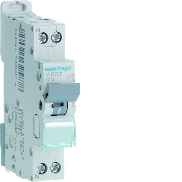 Disjoncteur 20A 1P+N 4,5-6kA Courbe C 1module MJT720