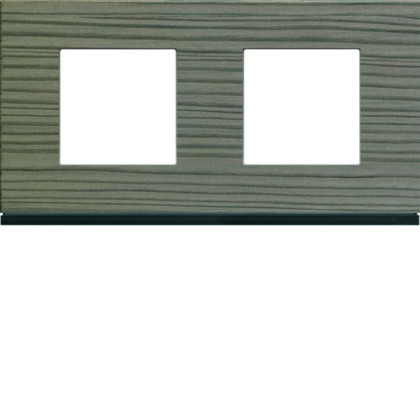 Plaque de finition Gallery 2 postes Grey wood horizontale entraxe 71 mm WXP4812