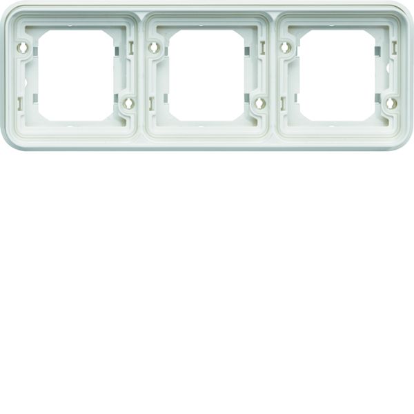 Support triple étanche Cubyko pour montage encastré horizontal, IP55, Blanc WNA403B