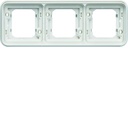 Support triple étanche Cubyko pour montage encastré horizontal, IP55, Blanc WNA403B