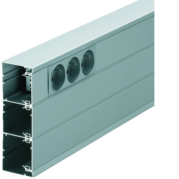 Socle goulotte d'installation queraz GBA 50x130 mm 3 compartiments Alu Anodisé GBA501611ALU