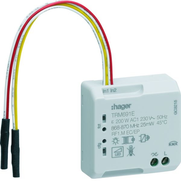 micromodule 1 sortie éclairage variable 10A 230V + 2 entrées filaires, KNX radio TRM691E