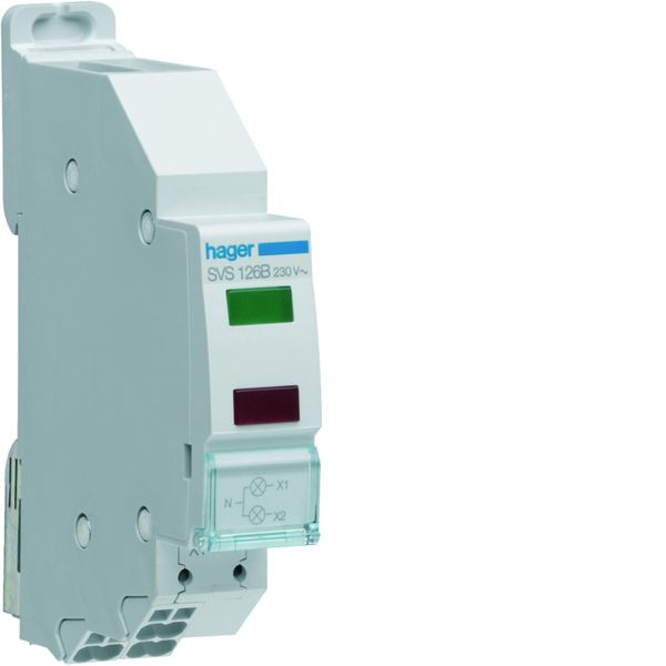 Voyant double LED 230VAC vert et rouge quickconnect passage de barre 1 module SVS126B