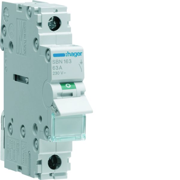 Interrupteur sectionneur 63A 1P 1 module SBN163