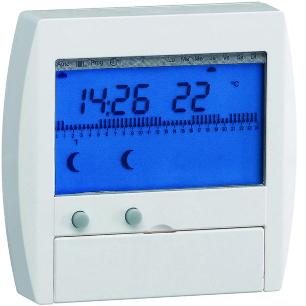 Programmateur digital semi-encastré chauf élec avec fil pilote 2 zones 7j 230V 30111