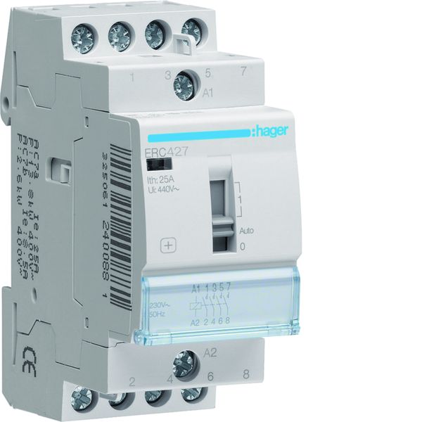 Contacteur à commande manuelle 25A, 2F+2O, 230V ERC427