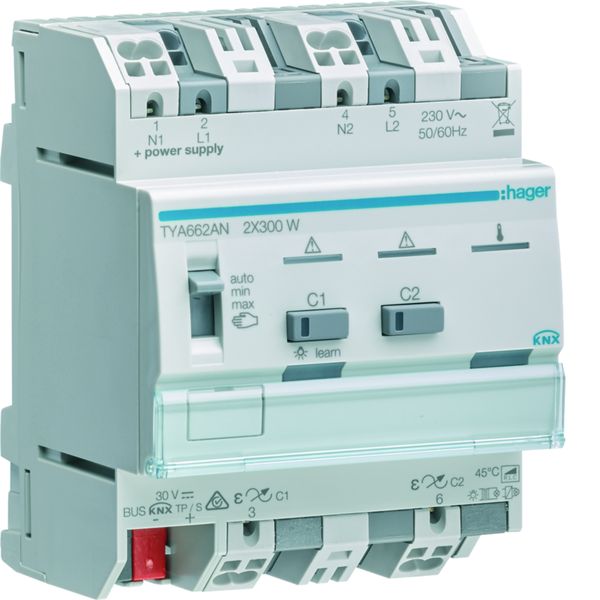 Module KNX 2 sorties variation éclairage 300W / voie, Parallélisable, EASY / ETS TYA662AN