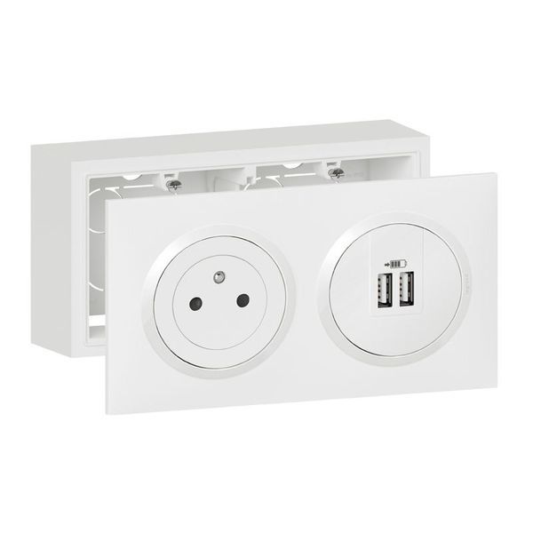 Kit Prise Surface + Chargeur 2 Usb Typea Dooxie 2,4A Avec Ca legrand 300410