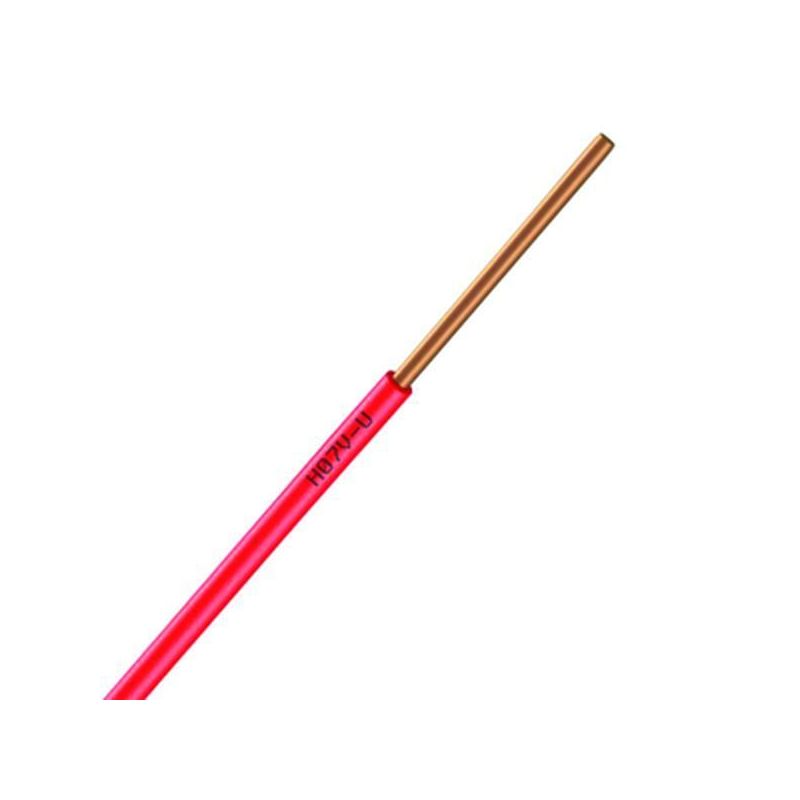 Fil électrique H07VU 1.5 rigide rouge - couronne de 100m