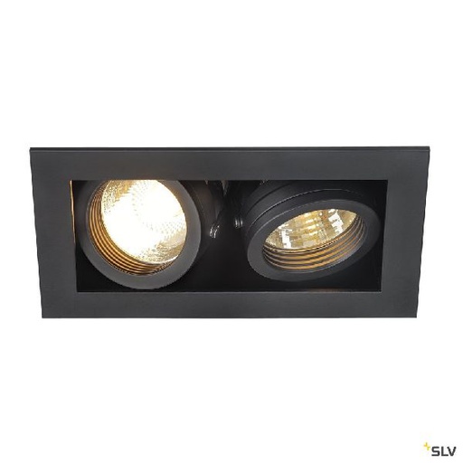 [DC115520] KADUX, encastré de plafond intérieur, double, noir mat, GU10/QPAR51, 2x 50W max 115520