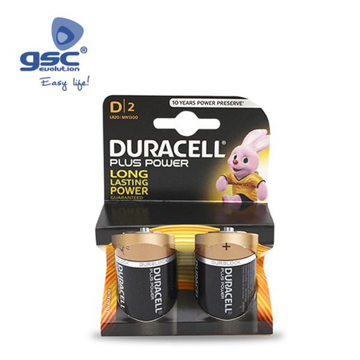 [GC009000104] Pile Alcaline DURACELL Plus LR20 (D), Blister 2 | 009000104