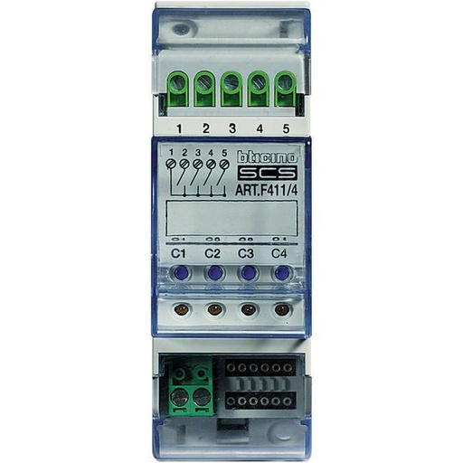 [BTF411/4] Actionneur 4 Relais Pour Éclairage/Moteur Myhome Bus - 2 Mod - Bticino F411/4