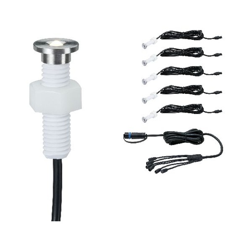 [PAU93694] Kit encastr Plug&amp;Shine ext. MicroPenPro 5x0,22W IP67 3000K Acier inoxydable