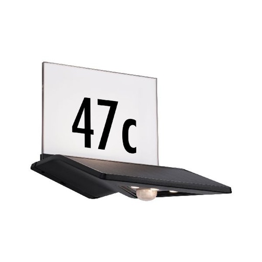 [PAU94243] Écl n° maison solaire Outdoor Yoko IP44 Détect mouvement Anthracite 3000K 150lm
