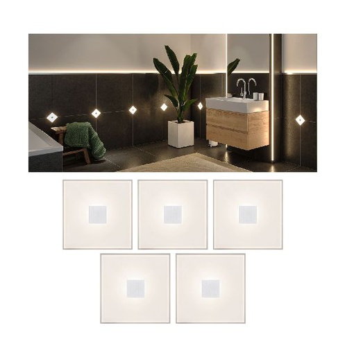 [PAU78402] LumiTiles Basic Set Square 10x10cm 5x0,8W 2700K 12V Blanc Syn/Alu