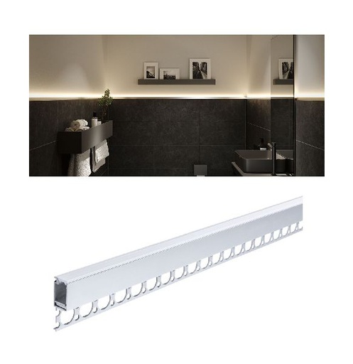 [PAU78404] Profilé Encastré LumiTiles Top 1m avec diffuseur Alu anodisé/Satin