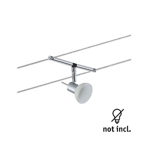 [PAU94131] Wire System Spots Sheela max. 1x10W GU5,3 Chrome mat/Opale 12V Métal/Verre