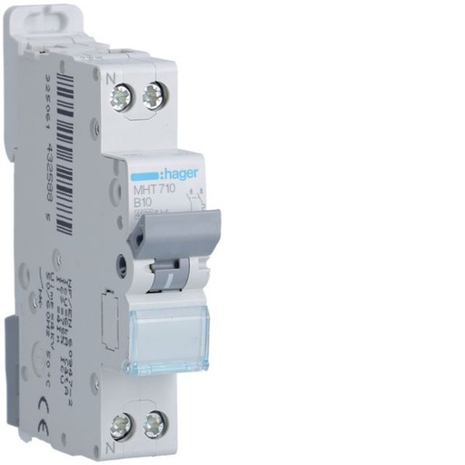 [HAG-MHT710] Disjoncteur 10A 1P+N 4,5-6kA Courbe B 1module MHT710