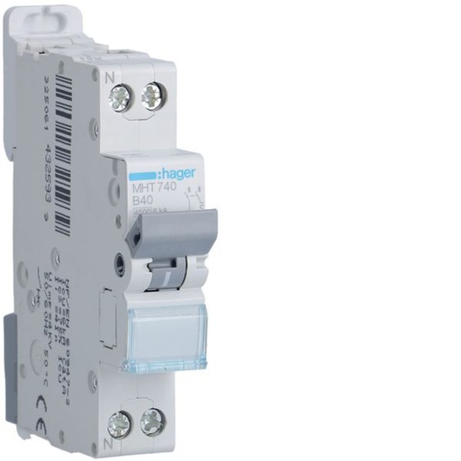 [HAG-MHT740] Disjoncteur 40A 1P+N 4,5-6kA Courbe B 1module MHT740