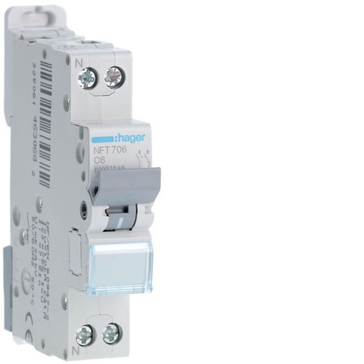 [HAG-NFT706] Disjoncteur 6A 1P+N 6-10kA Courbe C 1module NFT706