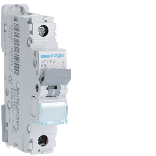 [HAG-NEN116] Disjoncteur 16A 1P 6-10kA Courbe B 1module NEN116