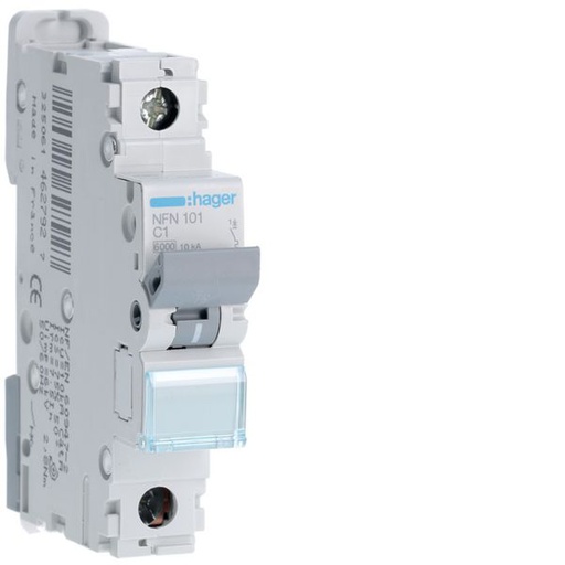 [HAG-NFN101] Disjoncteur 1A 1P 6-10kA Courbe C 1module NFN101