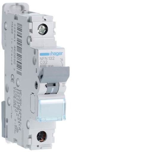 [HAG-NFN132] Disjoncteur 32A 1P 6-10kA Courbe C 1module NFN132