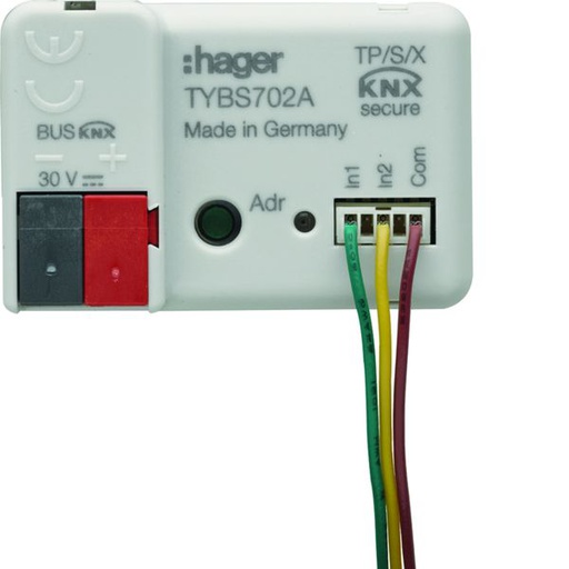 [HAG-TYBS702A] micromodule filaire 2 entrées contacts libres de potentiel, EASY/ETS, KNX Secure TYBS702A
