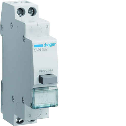 [HAG-SVN332] Bouton poussoir à accrochage 0O+2F 16A 1 module SVN332