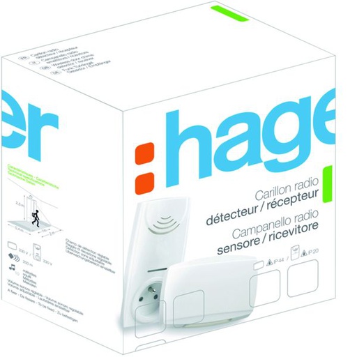 [HAG-53626] Pack carillon radio gigogne 230V 10 mélodies+flash (détect de passage+récepteur) 53626